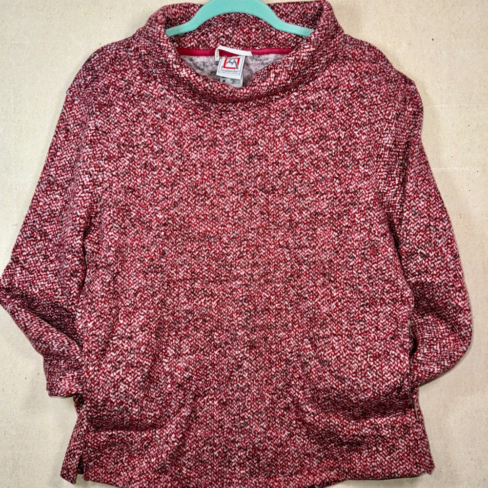 Avalanche Red Speckled Funnel Neck Fleece‎ Pullover Women's Medium Cozy